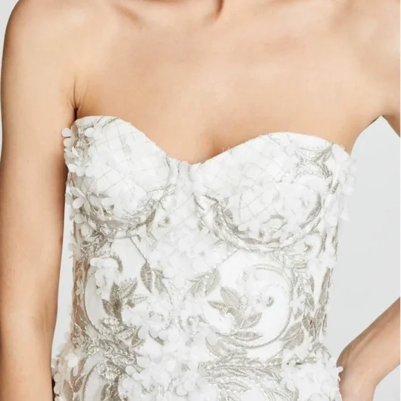 Marchesa Notte Anthropologie BHLDN Arabella White Flower Appliqué Wedding Dress - Picture 4 of 7